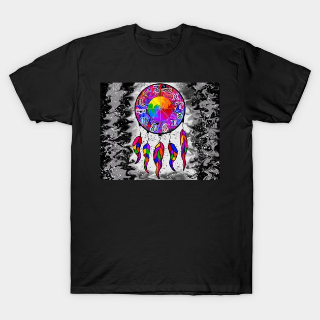 Zodiac Wheel Dreamcatcher 2 T-Shirt by Orchid's Art